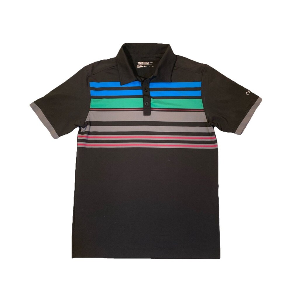 Nike Golf Tour Performance Polo Shirt Mens Small Black Mulitcolor Short Sleeve